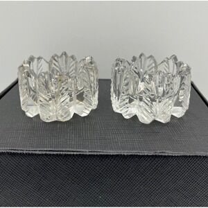 Pair of Crystal Glass Open Salt Cellars Pinch Bowls Vintage Table Decor 1.5"D‎
